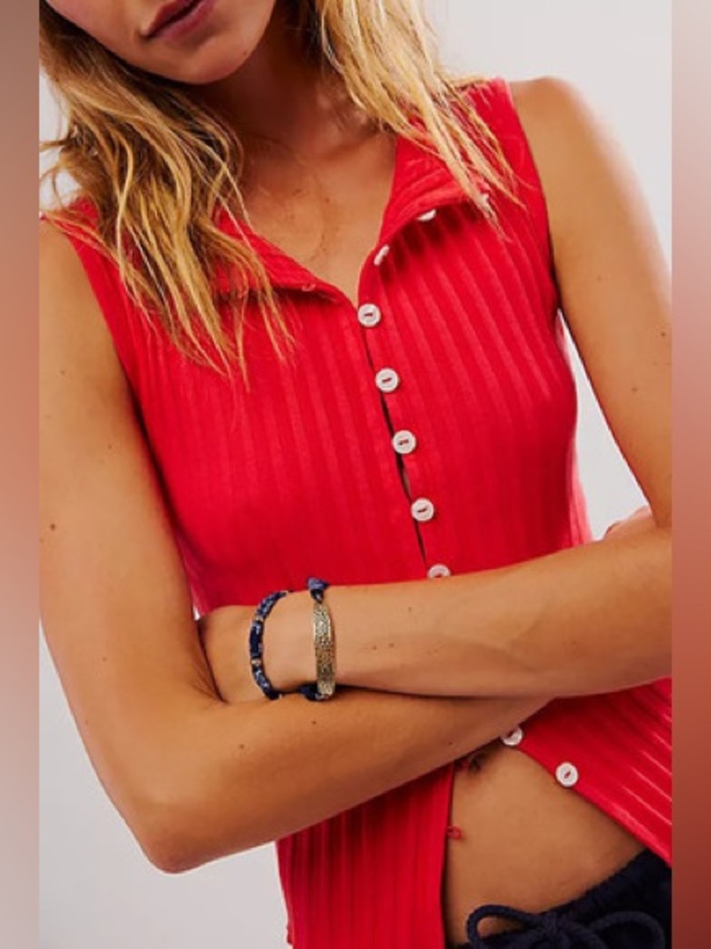 NWT FREE PEOPLE Tilly Vest | Tomato Puree MSRP $58 Size L - Picture 2 of 6